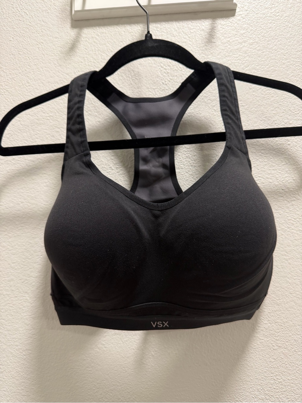 Victoria's Secret Black Racerback VSX Sports Bra with Molded Cups